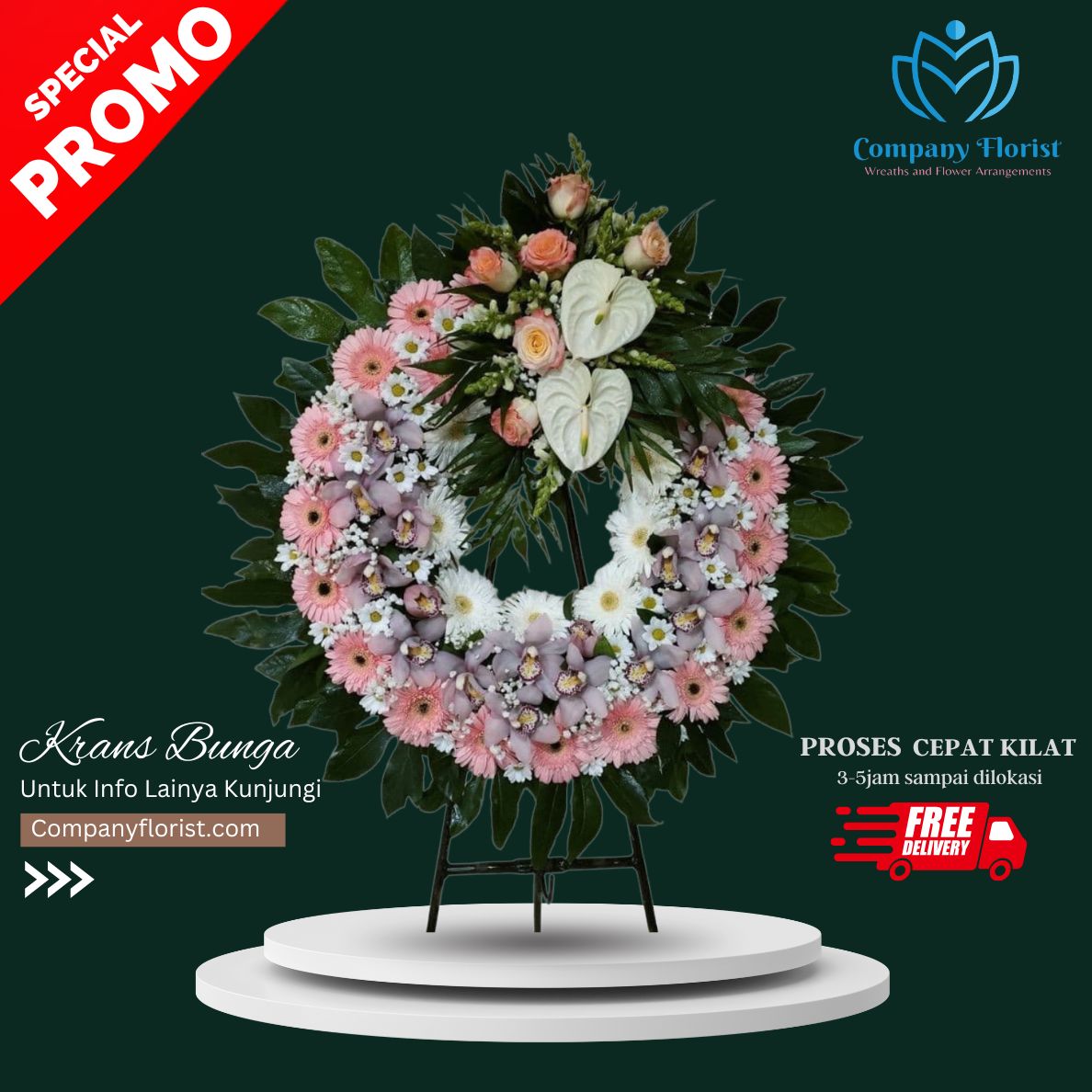 Hearts of Sympathy Wreath – Company Florist